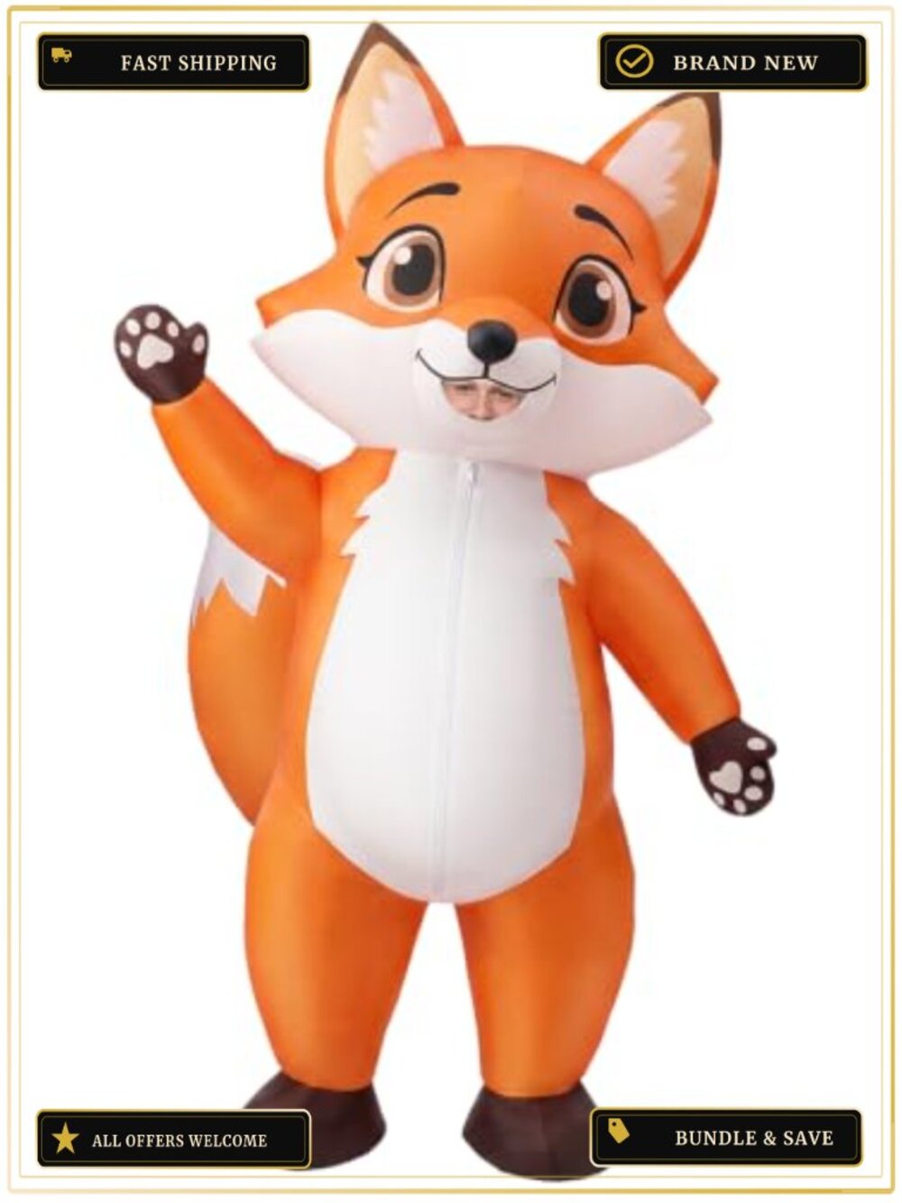 Adult Inflatable Fox Costume Blow Up Animal Suit Halloween Party Cosplay